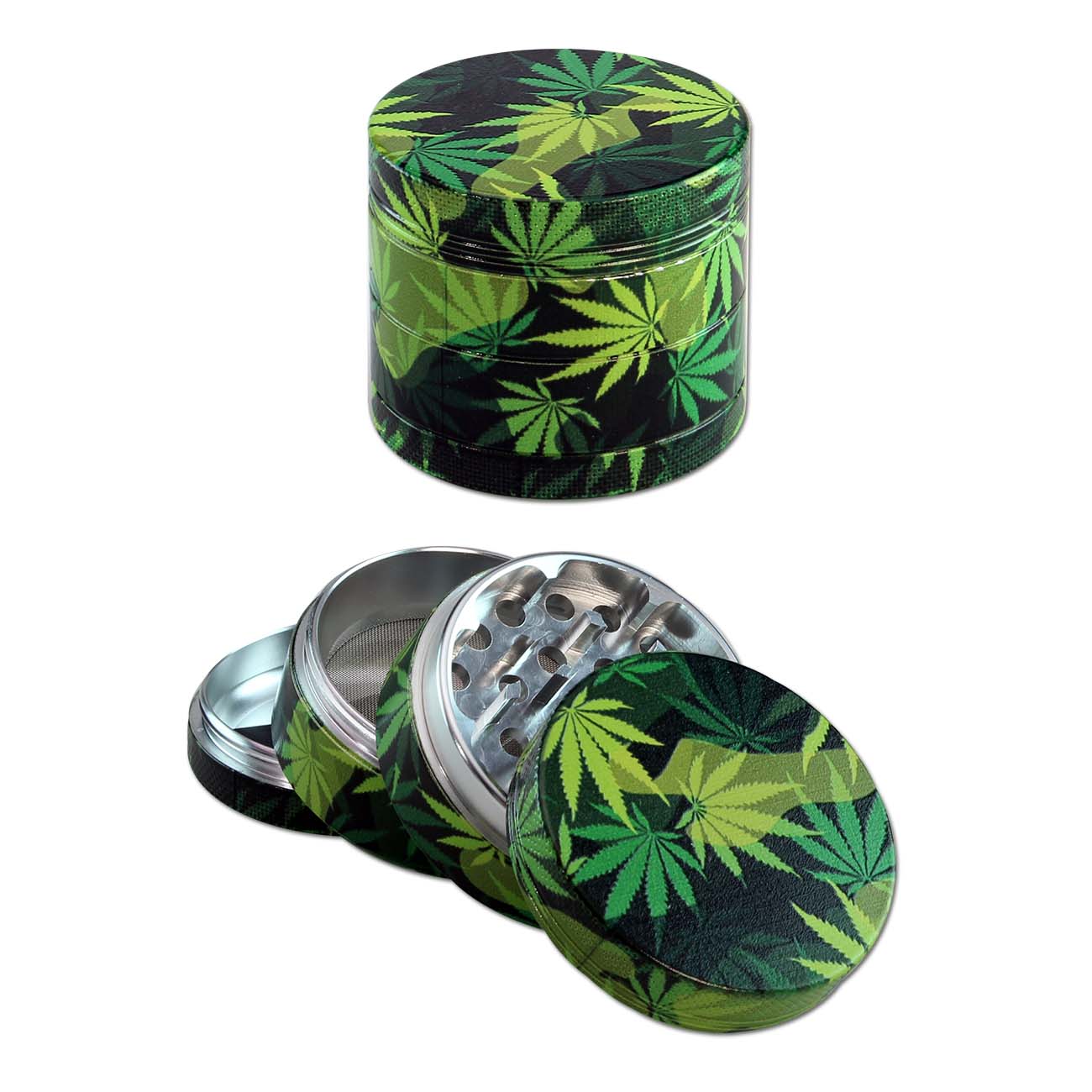 Black Leaf Camouflage Aluminium Grinder 4-part