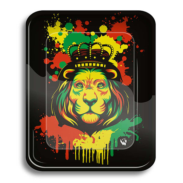 FIRE-FLOW Rolling Tray RASTA STENCIL LION