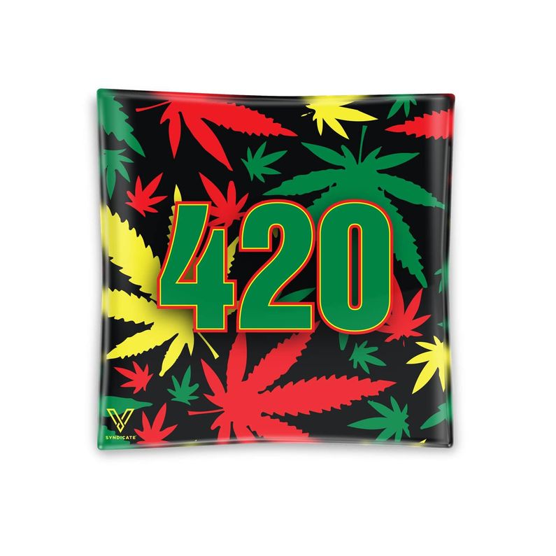 V Syndicate-Glass Ashtray 420 Rasta Design