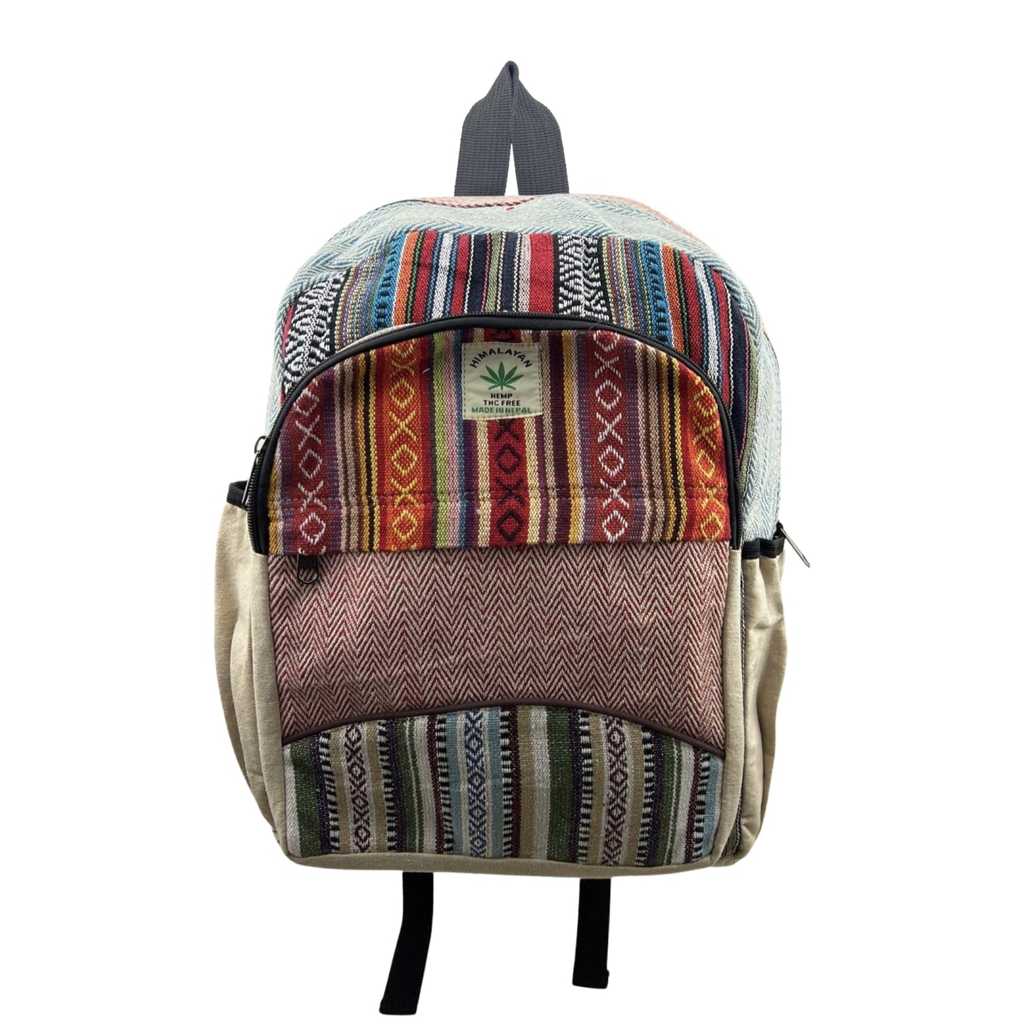 Handmade Himalayan Hemp Backpack - Colourful stripes