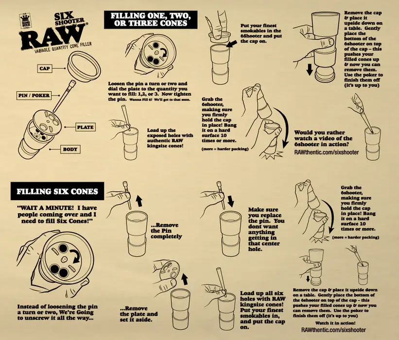 RAW SIX SHOOTER - Variable Quantity Cone Filler RAW