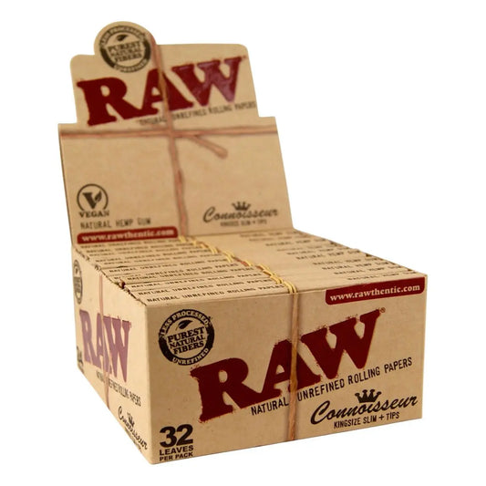 Raw Connoisseur KS Slim Rolling Papers + Tips RAW