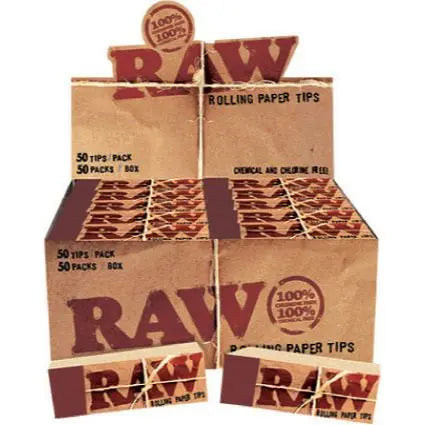 Raw Rolling Paper Tips Display/ 50 RAW